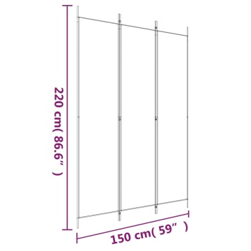 Paravan de cameră cu 3 panouri, negru, 150x220 cm, textil - Img 7