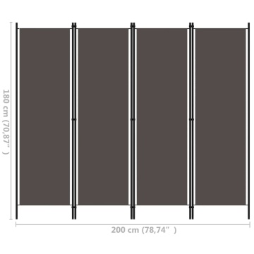 Paravan de cameră cu 4 panouri, antracit, 200 x 180 cm - Img 5