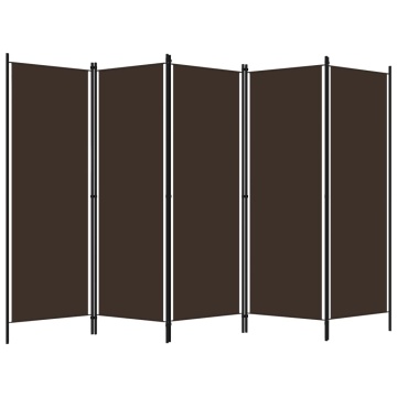 Paravan de cameră cu 5 panouri, maro, 250 x 180 cm - Img 2