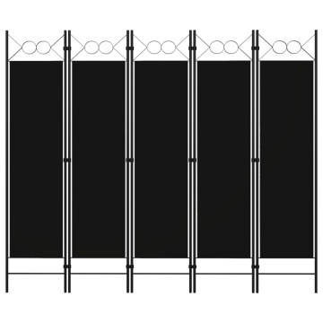 Paravan de cameră cu 5 panouri, negru, 200 x 180 cm - Img 1