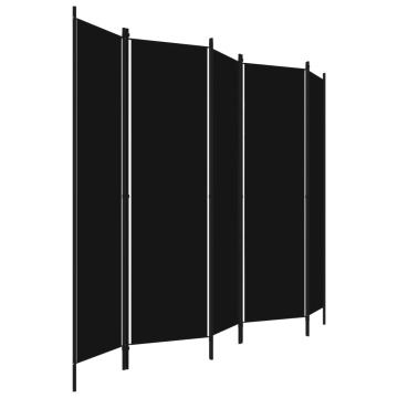 Paravan de cameră cu 5 panouri, negru, 250 x 180 cm - Img 3