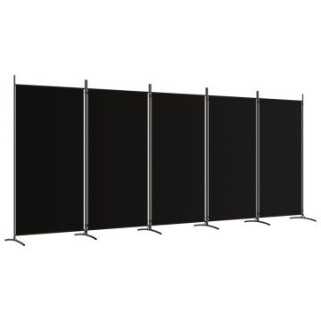 Paravan de cameră cu 5 panouri, negru, 433x180 cm, textil - Img 2