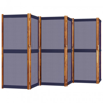 Paravan de cameră cu 6 panouri, albastru închis, 420x180 cm - Img 3