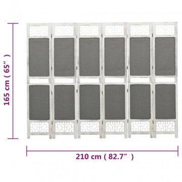 Paravan de cameră cu 6 panouri, gri, 210x165 cm, textil - Img 6