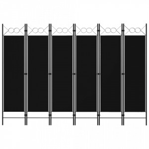 Paravan de cameră cu 6 panouri, negru, 240 x 180 cm - Img 1