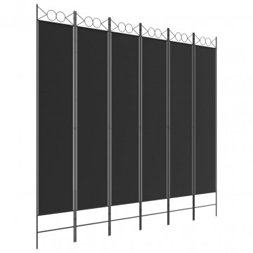 Paravan de cameră cu 6 panouri, negru, 240x220 cm, textil - Img 2