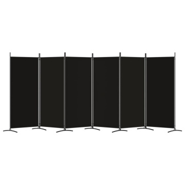 Paravan de cameră cu 6 panouri, negru, 520x180 cm, textil - Img 4