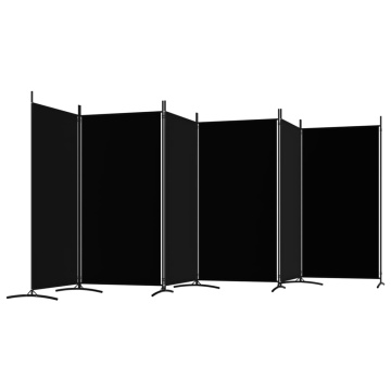 Paravan de cameră cu 6 panouri, negru, 520x180 cm, textil - Img 8