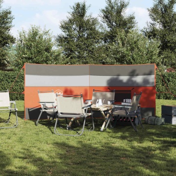 Paravan de camping, gri/portocaliu, 340x130 cm, impermeabil - Img 3