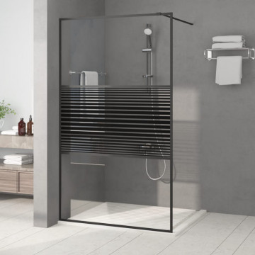 Paravan de duș walk-in negru 115x195 cm sticlă ESG transparentă - Img 1