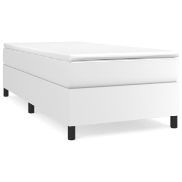 Pat box spring cu saltea, alb, 90x200 cm, piele ecologică - Img 2