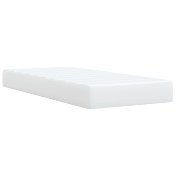 Pat box spring cu saltea, alb, 90x200 cm, piele ecologică - Img 7