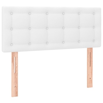Pat box spring cu saltea, alb, 90x200 cm, piele ecologică - Img 5