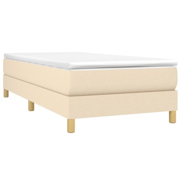 Pat box spring cu saltea, crem, 90x200 cm, textil - Img 3