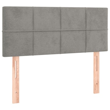 Pat box spring cu saltea, gri deschis, 100x200 cm, catifea - Img 5