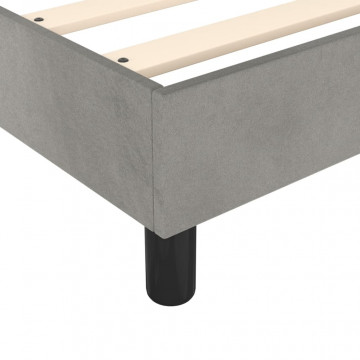 Pat box spring cu saltea, gri deschis, 100x200 cm, catifea - Img 6