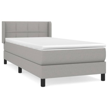 Pat box spring cu saltea, gri deschis, 100x200 cm, textil - Img 2