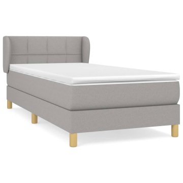 Pat box spring cu saltea, gri deschis, 100x200 cm, textil - Img 2