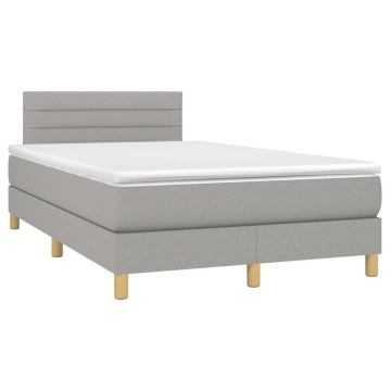 Pat box spring cu saltea, gri deschis, 120x200 cm, textil - Img 3