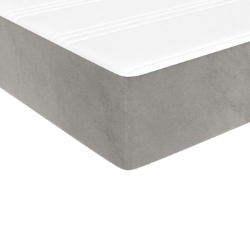 Pat box spring cu saltea, gri deschis, 140x190 cm, catifea - Img 7