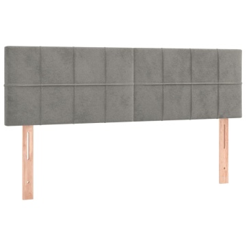 Pat box spring cu saltea, gri deschis, 140x190 cm, catifea - Img 5