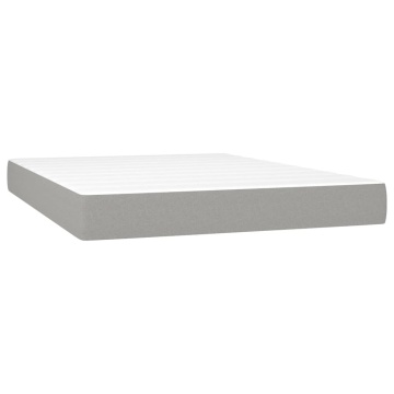 Pat box spring cu saltea, gri deschis, 140x200 cm, catifea - Img 7