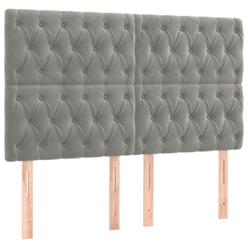 Pat box spring cu saltea, gri deschis, 140x200 cm, catifea - Img 5