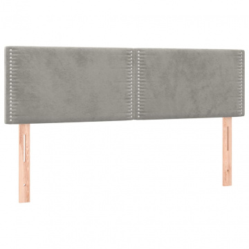 Pat box spring cu saltea, gri deschis, 140x200 cm, catifea - Img 5