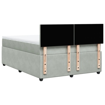 Pat box spring cu saltea, gri deschis, 160x200 cm, catifea - Img 7