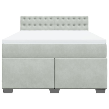 Pat box spring cu saltea, gri deschis, 160x200 cm, catifea - Img 4