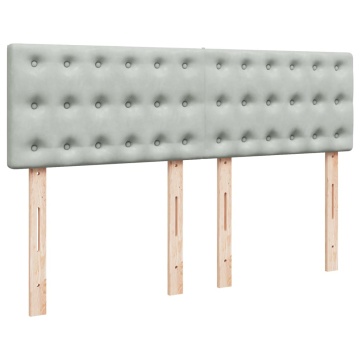 Pat box spring cu saltea, gri deschis, 160x200 cm, catifea - Img 7