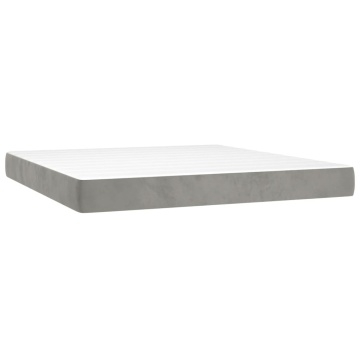 Pat box spring cu saltea, gri deschis, 180x200 cm, catifea - Img 7