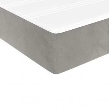 Pat box spring cu saltea, gri deschis, 200x200 cm, catifea - Img 7