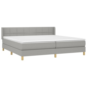 Pat box spring cu saltea, gri deschis, 200x200 cm, textil - Img 3
