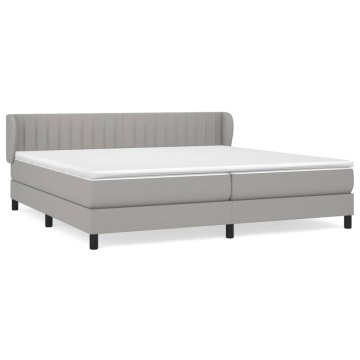 Pat box spring cu saltea, gri deschis, 200x200 cm, textil - Img 2