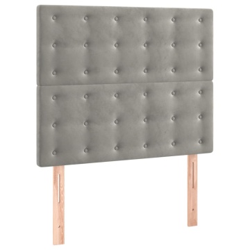 Pat box spring cu saltea, gri deschis, 90x190 cm, catifea - Img 5