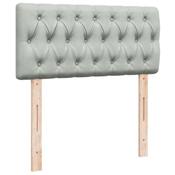 Pat box spring cu saltea, gri deschis, 90x190 cm, catifea - Img 8