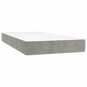 Pat box spring cu saltea, gri deschis, 90x190 cm, catifea - Img 7