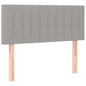 Pat box spring cu saltea, gri deschis, 90x190 cm, textil - Img 5