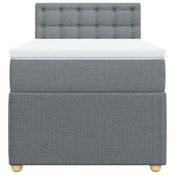Pat box spring cu saltea, gri deschis, 90x190 cm, textil - Img 5