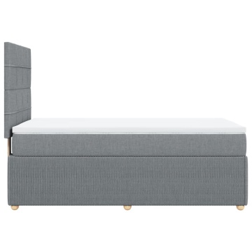 Pat box spring cu saltea, gri deschis, 90x190 cm, textil - Img 6