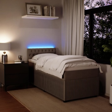 Pat box spring cu saltea, gri deschis, 90x200 cm, catifea - Img 8