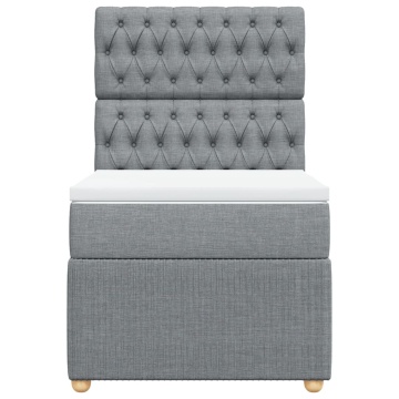 Pat box spring cu saltea, gri deschis, 90x200 cm, textil - Img 4