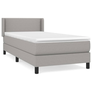 Pat box spring cu saltea, gri deschis, 90x200 cm, textil - Img 2