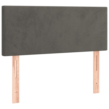 Pat box spring cu saltea, gri închis, 100x200 cm, catifea - Img 5