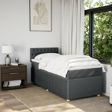 Pat box spring cu saltea, gri închis, 100x200 cm, textil - Img 3