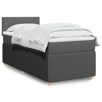 Pat box spring cu saltea, gri închis, 100x200 cm, textil - Img 1