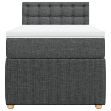 Pat box spring cu saltea, gri închis, 100x200 cm, textil - Img 5