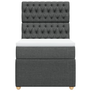Pat box spring cu saltea, gri închis, 100x200 cm, textil - Img 5