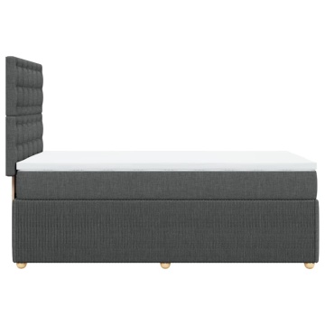 Pat box spring cu saltea, gri închis, 100x200 cm, textil - Img 6